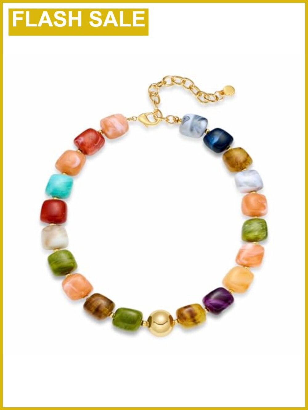 Resin Cube Beaded Statement Necklace Boho Choker for Women